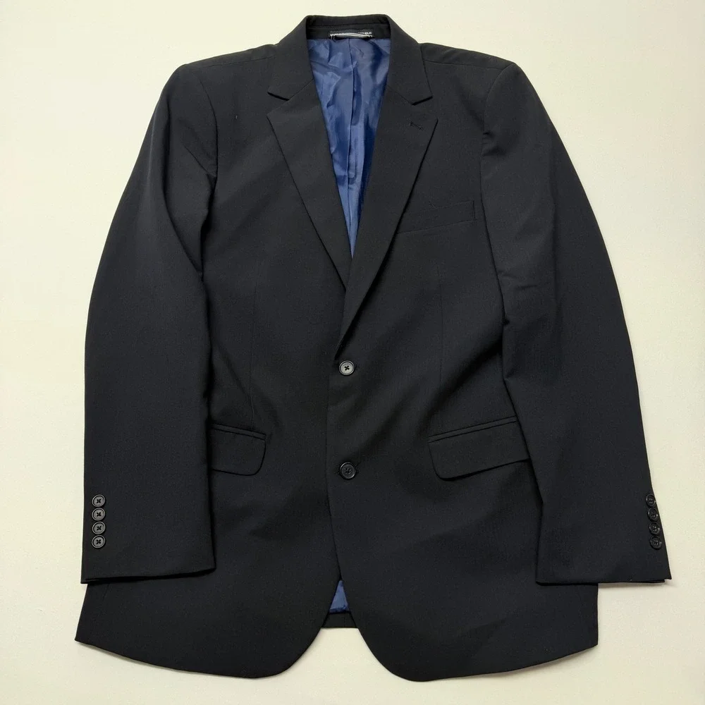 Nautica Mens Blazer Navy Blue 40R Two Button Stretch Sport Coat